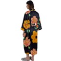 Retro 40s 50s Flowers Pattern Halloween 3 Maxi Satin Kimono View2