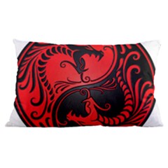 Red Yin Yang Dragons 16 x24  Lumbar Throw Cushion Case (two Sides) by JeffBartels