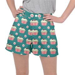 Retro 40s 50s Cupcake Pattern 2 Women s Ripstop Shorts by violetheavensky