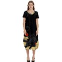 Korean Art Flowers Asian Pattern T-Shirt Midi Dress With Pockets View1