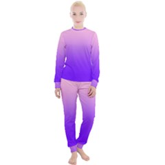 Cotton Candy Pink To Indigo Violet Linear Gradient Women s Lounge Set by GradientsOmbre