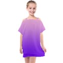 Cotton Candy Pink To Indigo Violet Linear Gradient Kids  One Piece Chiffon Dress View1