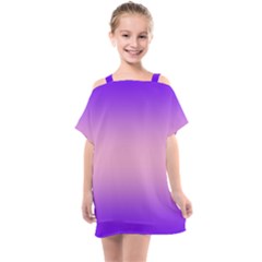 Indigo Violet To Cotton Candy Pink Bilinear Gradient Kids  One Piece Chiffon Dress by GradientsOmbre