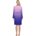 Cotton Candy Pink To Navy Blue Linear Gradient Long Sleeve Velvet Robe View4