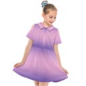 Navy Blue To Cotton Candy Pink Bilinear Gradient Kids  Short Sleeve Shirt Dress View1