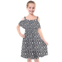 Black White Snake Pattern Kids  Cut Out Shoulders Chiffon Dress by DinkovaArt