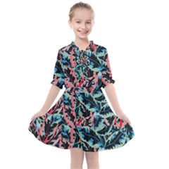 Leaves Nature Pattern Patterns Colorful Kids  All Frills Chiffon Dress by Tsamara