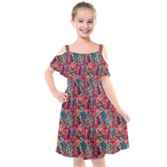 Red Flowers 2 Kids  Cut Out Shoulders Chiffon Dress by DinkovaArt