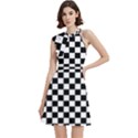 Pattern Checkered Squares Black White Pattern Cocktail Party Halter Sleeveless Dress With Pockets View1