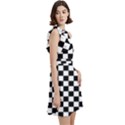 Pattern Checkered Squares Black White Pattern Cocktail Party Halter Sleeveless Dress With Pockets View3