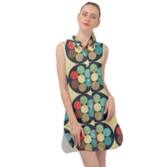 Circles Round Pattern Sphere Ball Sleeveless Shirt Dress by Sabxi