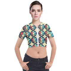 Circles Round Pattern Sphere Ball Short Sleeve Cropped Jacket by Sabxi