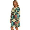 Circles Round Pattern Sphere Ball Women s Round Neck Long Sleeve Bow Deco Dress View2