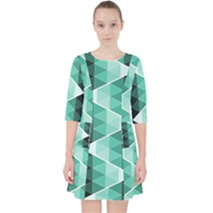 Triangles Pyramid Geometric Pattern Quarter Sleeve Pocket Dress by Sabxi