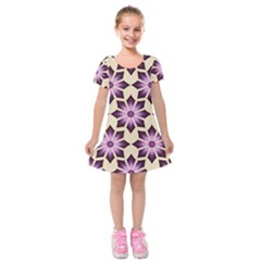 Pattern Design Star Snowflake Kids  Short Sleeve Velvet Dress by Sabxi