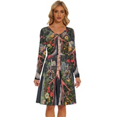 Lungs Health Long Sleeve Dress With Pocket by Sabxi