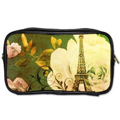 Floral Eiffel Tower Vintage French Paris Travel Toiletry Bag (one Side) by chicelegantboutique