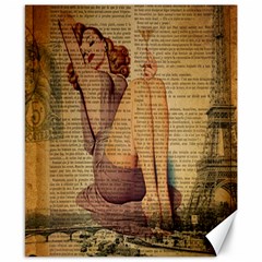 Vintage Newspaper Print Pin Up Girl Paris Eiffel Tower Canvas 8  X 10  (unframed) by chicelegantboutique