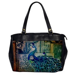 French Scripts Vintage Peacock Floral Paris Decor Oversize Office Handbag (one Side) by chicelegantboutique