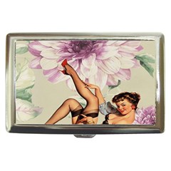 Gil Elvgren Pin Up Girl Purple Flower Fashion Art Cigarette Money Case by chicelegantboutique