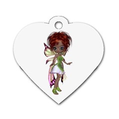 Fairy Magic Faerie In A Dress Dog Tag Heart (one Sided)  by goldenjackal