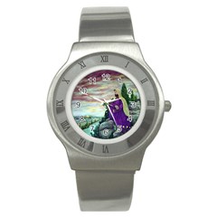 Jesus Overlooking Jerusalem - Ave Hurley - Artrave - Stainless Steel Watch (slim) by ArtRave2