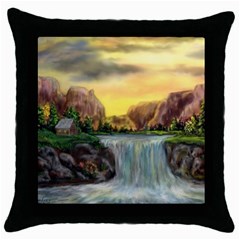 Brentons Waterfall - Ave Hurley - Artrave - Black Throw Pillow Case by ArtRave2