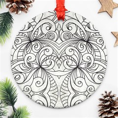 Drawing Floral Doodle 1 Round Ornament (two Sides) by MedusArt