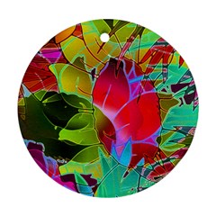 Floral Abstract 1 Round Ornament (two Sides) by MedusArt