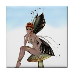 Fairy Sitting On A Mushroom Ceramic Tile by goldenjackal