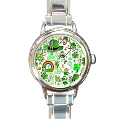 St Patrick s Day Collage Round Italian Charm Watch by StuffOrSomething