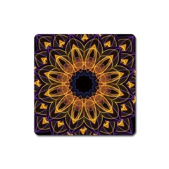 Yellow Purple Lotus Mandala Magnet (square) by Zandiepants