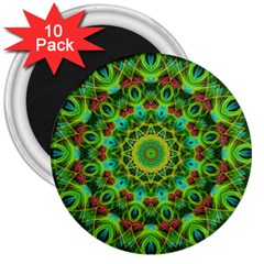 Peacock Feathers Mandala 3  Button Magnet (10 Pack) by Zandiepants