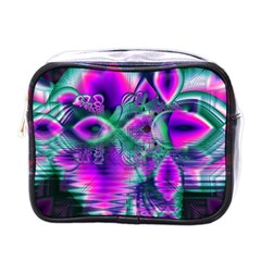  Teal Violet Crystal Palace, Abstract Cosmic Heart Mini Travel Toiletry Bag (one Side) by DianeClancy