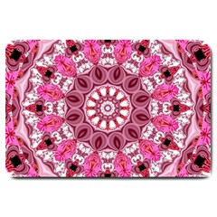 Twirling Pink, Abstract Candy Lace Jewels Mandala  Large Door Mat by DianeClancy