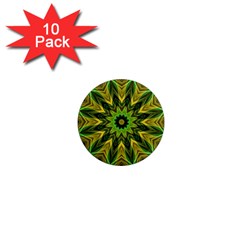 Woven Jungle Leaves Mandala 1  Mini Button Magnet (10 Pack) by Zandiepants