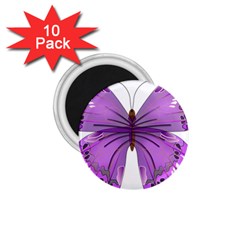 Purple Awareness Butterfly 1 75  Button Magnet (10 Pack) by FunWithFibro