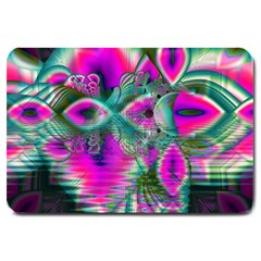 Crystal Flower Garden, Abstract Teal Violet Large Door Mat by DianeClancy