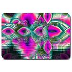 Crystal Flower Garden, Abstract Teal Violet Large Door Mat 30 x20  Door Mat