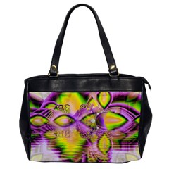 Golden Violet Crystal Heart Of Fire, Abstract Oversize Office Handbag (one Side) by DianeClancy