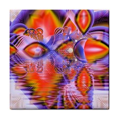 Crystal Star Dance, Abstract Purple Orange Ceramic Tile by DianeClancy