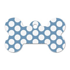 Blue Polkadot Dog Tag Bone (two Sided) by Zandiepants