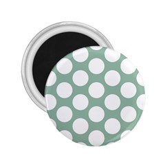 Jade Green Polkadot 2 25  Button Magnet by Zandiepants