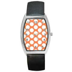 Orange Polkadot Tonneau Leather Watch by Zandiepants