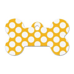 Sunny Yellow Polkadot Dog Tag Bone (one Sided) by Zandiepants