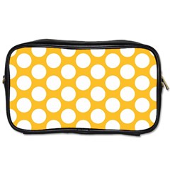 Sunny Yellow Polkadot Travel Toiletry Bag (one Side) by Zandiepants