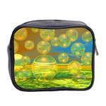 Golden Days, Abstract Yellow Azure Tranquility Mini Travel Toiletry Bag (Two Sides) Back