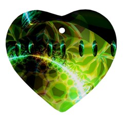 Dawn Of Time, Abstract Lime & Gold Emerge Heart Ornament (two Sides) by DianeClancy