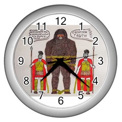 Big Foot & Romans Wall Clock (silver) by creationtruth