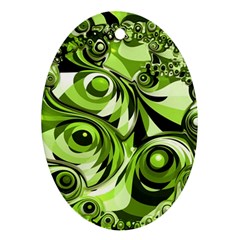 Retro Green Abstract Oval Ornament by StuffOrSomething